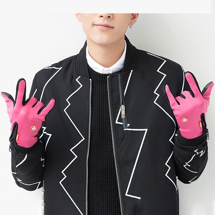 Cycling Gloves Full Finger Neoprene PU Breathable Leather Warm Winter Outdoor Sports Gloves, XL, L, M