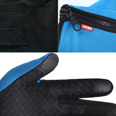 Cycling Gloves Full Finger Neoprene PU Breathable Leather Warm Winter Outdoor Sports Gloves, M, L, XL