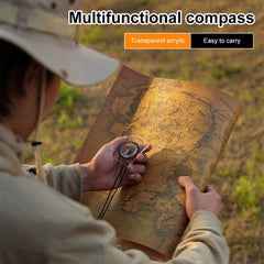 Professional Mini Compass Map Scale Ruler Multifunctional Equipment Outdoor Hiking Camping Survival, Mini