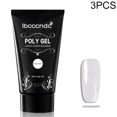 3 PCS Nail Acrylic Poly Gel Pink White Clear Crystal Builder Gel, Coffee, Jelly Red, Pink, Skin Color, Transparent, White, Nail Liquid