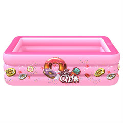 Household Indoor and Outdoor Ice Cream Pattern Children Square Inflatable Swimming Pool, 150 x 110 x 50cm Pink, 180 x 130 x 55cm Pink, 210 x 135 x 55cm Pink