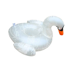 Patterned White Swan Shape Thickened Environmentally Friendly PVC Inflatable Coasters Floating Water Drink Cup Holder, Patterned White Swan