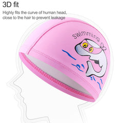Children Swimming Cap PU Printed Cute Dolphin Pattern Elastic Swimming Cap, Children PU Swimming Cap (Dark Blue), Children PU Swimming Cap (Pink), Children PU Swimming Cap (Sky Blue)
