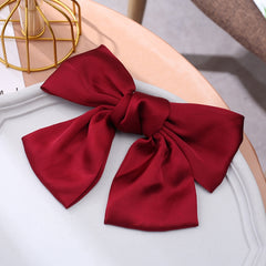 5 PCS Satin Bow Hairpin Back Head Hair Accessories, Wine Red, Black, Dark Yellow, Tibetan Blue, Dark Green, Light Pink, Light Purple, Black Wave Point, Wine Red Wave Point