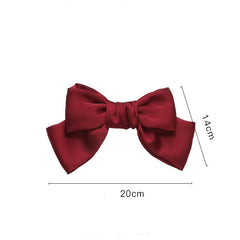 5 PCS Satin Bow Hairpin Back Head Hair Accessories, Wine Red, Black, Dark Yellow, Tibetan Blue, Dark Green, Light Pink, Light Purple, Black Wave Point, Wine Red Wave Point