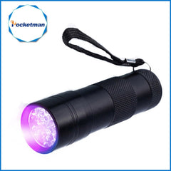 9 LEDs 395NM Mini UV Flashlight Fluorescent Agent Detection Pen Security Light