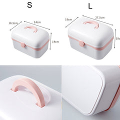 Multifunctional Dustproof Jewelry Cosmetic Plastic Box Household Portable Medicine Box Case, S 24x16.5x14cm, L 27.5x19x18cm