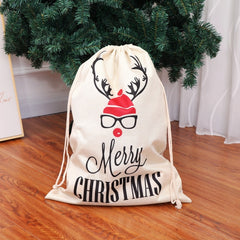 Large Printed Linen Backpack Christmas Gift Bag Candy Bag, A Type, B Type, C Type, D Type