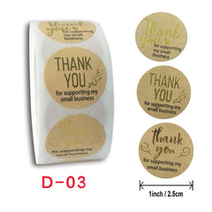 Roll Kraft Paper Hot Stamping Thanks You Baking Sticker Label, D-03, D-04
