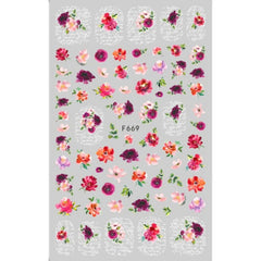 10pcs 3D Adhesive Butterfly Retro Rose Color Nail Art Sticker