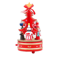 Christmas Decorations Christmas Tree Wooden Rotating Music Box, Red, Green