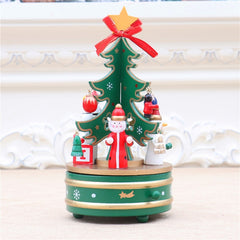 Christmas Decorations Christmas Tree Wooden Rotating Music Box, Red, Green