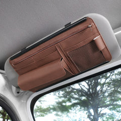 Car Sun Block Glasses Case Document Holder Car Plastic Frame Zipper Type Multi-Function Card Bag Storage Bag, Red, Beige, Pink, Brown, Black