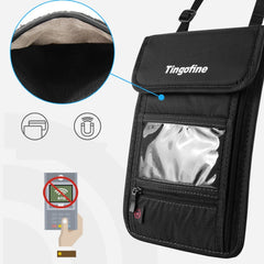 Travel Storage Messenger Passport Bag Multifunctional RFID Anti-Theft Hanging Neck Document Bag Card Bag, 21x16cm