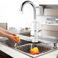 Kitchen Instant Electric Hot Water Faucet EU Plug, Lamp Display Big Elbow, Digital Display Big Elbow