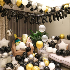Happy Birthday Girl Boy Aluminum Film Balloon Scene Decoration Set Background Wall Decoration Adult Party Decoration Supplies