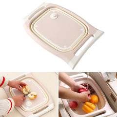Multifunctional Cutting Board Kitchen Foldable Vegetable Washing Basin, Pink, Blue