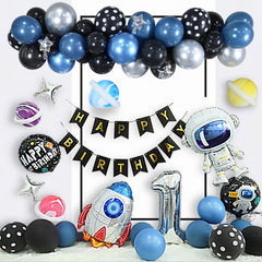 Astronaut Theme Birthday Balloon Decoration Set Starry Sky Rocket Aluminum Film Balloon Children Party Decoration, Set 2, Set 3