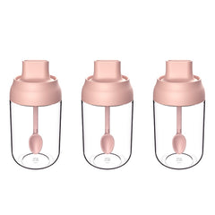 3 PCS Macaron Ribbon Moisture-Proof Lid Spoon One Seasoning Jar Glass Seasoning Bottle with Label, Seasoning Bottle, Honey Bottle, Brush Oil Bottle