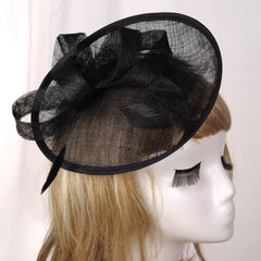 Bridal Headwear Retro Style Linen Hat, Black, White, Meat Meal, Silver Gray, Khaki, Milky White