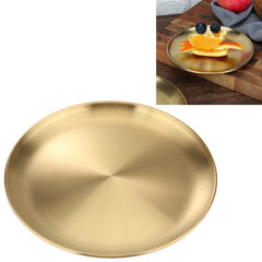 Stainless Steel Thickened Round Plate Cafe Tray Fruit Cake Plate Bone Plate Dish Shallow Plate, 26cm Brushed Matte Gold, 30cm Brushed Matte Gold