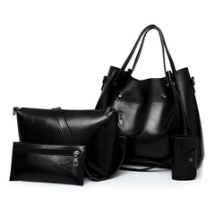 4 in 1 Ladies Retro Handbag Fashion Large Capacity Sub-Diagonal Bucket Bag, Red Eine, Light Grey, Black, Brown