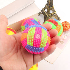 10 PCS Luminous Volleyball Bouncy Ball Massage Ball Whistle Thorn Ball, Random Color Delivery, Diameter 6.5cm, Diameter 7.5cm