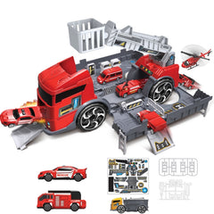 Children Toy Tractor Container Truck Simulation Parking Lot Car Model Set, Engineering vehicle, Fire Engine