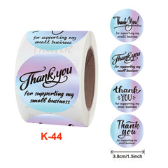 Roll Rainbow Laser Thank You Commercial Decorative Sticker Label Envelope Sealing Sticker, Size: 3.8 cm / 1.5 inch, K-44, K-45