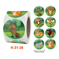 Roll Children Animal Cartoon Stickers Holiday Decoration Label, 3.8cm / 1.5inch