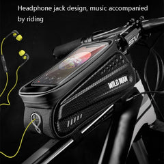 WILD MAN ES3 Hard Shell Bicycle Bag Front Beam Bag Mountain Bike Mobile Phone Touch Screen Upper Tube Bag Riding Equipment, ES3 (Black)