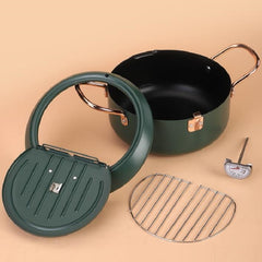 Fryer Pot Household Non-Stick Pan Temperature Control Mini Frying Pot, 24cm, 20cm