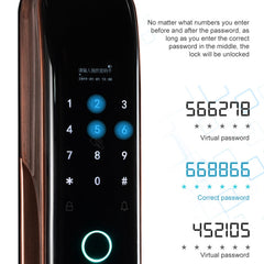 Smart Wifi Anti-Theft Fingerprint Password Lock Mobile Phone Remote Control Electronic Door Lock Magnetic Card Lock, SM-SL808 Automatic Black, SM-SL808 Automatic Bronze
