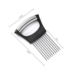 LsCook 304 Stainless Steel Onion Fork Holder Pin Kitchen Vegetable Slicing Aid, Black Silver