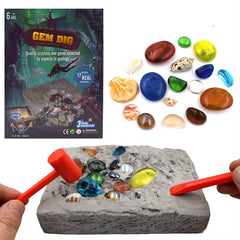 3 PCS Colorful Gemstone Archaeological Treasure Excavation Toy Creative DIY Puzzle Toy, 3 PCS DIY Puzzle Toy