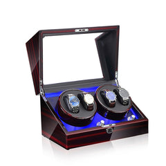 Electric Motor Rotating Watch Box Automatic Mechanical Watch Shaker, US / EU / UK Plug, Black + Camel Flannel, Pure Carbon Fiber, Ebony, All Black, Black & White, Ebony + Camel Flannel, Ebony White