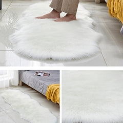 Faux Wool Leather Sofa Carpet Floor Mats Fleece Cushions Bay Window Mats, 60x180cm