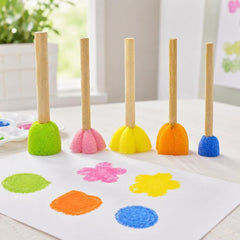 5 in 1 Sponge Stamp DIY Graffiti Items For Children, 10 Packs Mushroom Stick
