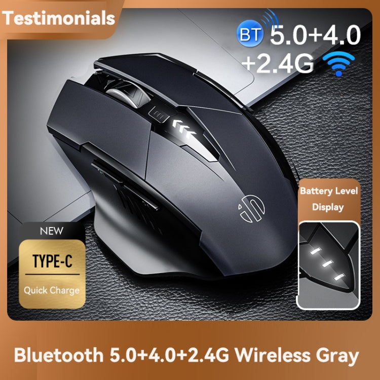 Inphic A1 6 Keys 1000/1200/1600 DPI Home Gaming Wireless Mechanical Mouse, Colour: Gray Wireless+Bluetooth 4.0+Bluetooth 5.0, Gray Wireless+Bluetooth 4.0+Bluetooth 5.0, Black Wireless+Bluetooth 4.0+Bluetooth 5.0, Black Wireless Charging Silent Version ...