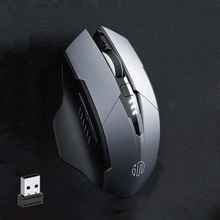 Inphic A1 6 Keys 1000/1200/1600 DPI Home Gaming Wireless Mechanical Mouse, Colour: Gray Wireless+Bluetooth 4.0+Bluetooth 5.0, Gray Wireless+Bluetooth 4.0+Bluetooth 5.0, Black Wireless+Bluetooth 4.0+Bluetooth 5.0, Black Wireless Charging Silent Version ...