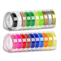 CIDY 9mm 3D Embossed Manual Label Tape, Suitable Label Machine DYMO1610 / Motex1540 Sticker Printer, Black 3D-325, Red 3D-425, Blue 3D-525, Yellow 3D-625, Green 3D-725, Golden 3D-825, Silver 3D-925, Transparent 3D-125, Champagne Gold 3D-CG25           ...