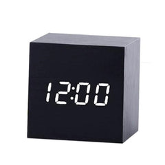 Multicolor Sounds Control Wooden Clock Modern Digital LED Desk Alarm Clock Thermometer Timer, Black White, Black Red, Black Blue, Black Green, White Wood, White Red, White Blue, White Green, Wooden White, Wooden Red, Wooden Blue, Wooden Green, Red Wood