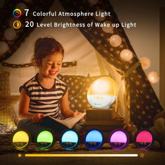 Alexa Voice-Activated Electronic Alarm Clock Sunrise Wake Up Night Light Support Smart APP Control,, EU Plug, US Plug, UK Plug