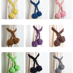 CK12 4 PCS Curtain Buckle Free Installation Cotton Roll Hanging Ball Curtain Strap, Orange, Pink, Green, Glue, Yellow, Purple, Gray, Beige, Navy, Deep Coffee, Light Coffee