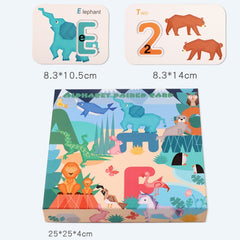 XHN-001 Number Letter Matching Cognitive Card Double-Sided 3D Puzzle Children Puzzle Early Education Toy, XHN-001 Double-Sided 3D Puzzle