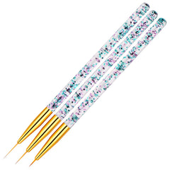 3pcs / Set Nail Art Brush Tool Acrylic Nail Crystal Carving Phototherapy Drawing Pen, Silver Tube, Golden Tube