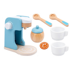 Children Simulation Kitchen Set Baby Wooden Food Cutting Pretend Play Toy, Bread Maker, Coffee Machine, Juicer, Blender, Mini Oven, Delicious Salad Set, Waffles