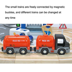 Multifunctional Wooden Police Station Road Track Set Baby Assembling Building Blocks Educational Early Education Toys, Police Station Road Track Set