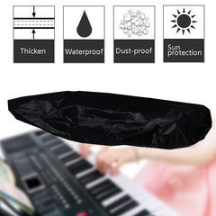 Water-Repellent Opening Electronic Keyboard Cover Polyester Dust Cover Drawstring Keyboard Instrument Cover, Size: 61 Keys Black 98x42x21cm, 61 Keys Black 98x42x21cm, 88 Key Black 124x49x36cm