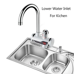 Kitchen Instant Electric Hot Water Faucet Hot & Cold Water Heater EU Plug, Lamp Display Lower Water Inlet, Lamp Display Side Water Inlet, Lamp Display Leakage Protection Lower Water Inlet, Lamp Shows Leakage Protection Side Water Inlet                 ...